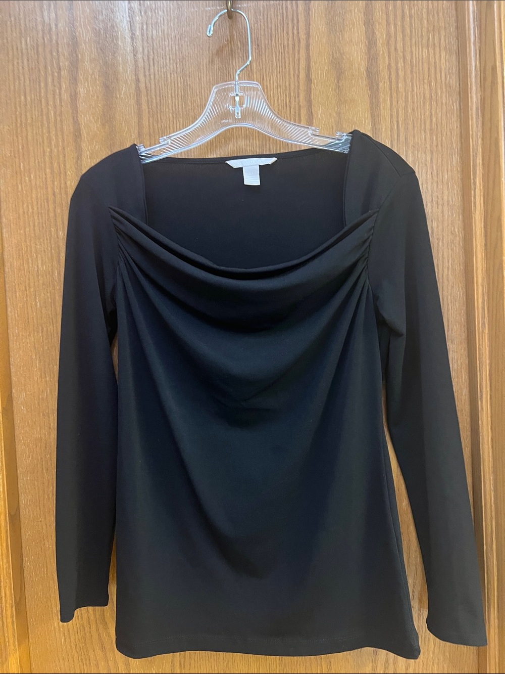 Banana Republic Black Draped Cowl Long-Sleeve Top. Extra small. EUC.